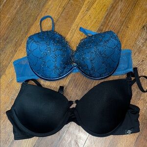 Blue and Black Women's Intimates Set